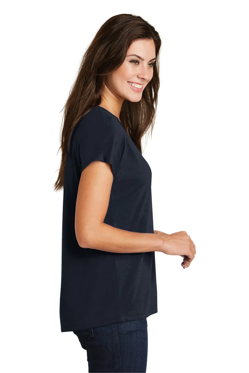 District Womens Drapey Dolman Short Sleeve Scoop Neck T-Shirt - New Navy Blue - Closeout  Buy new Clothing District