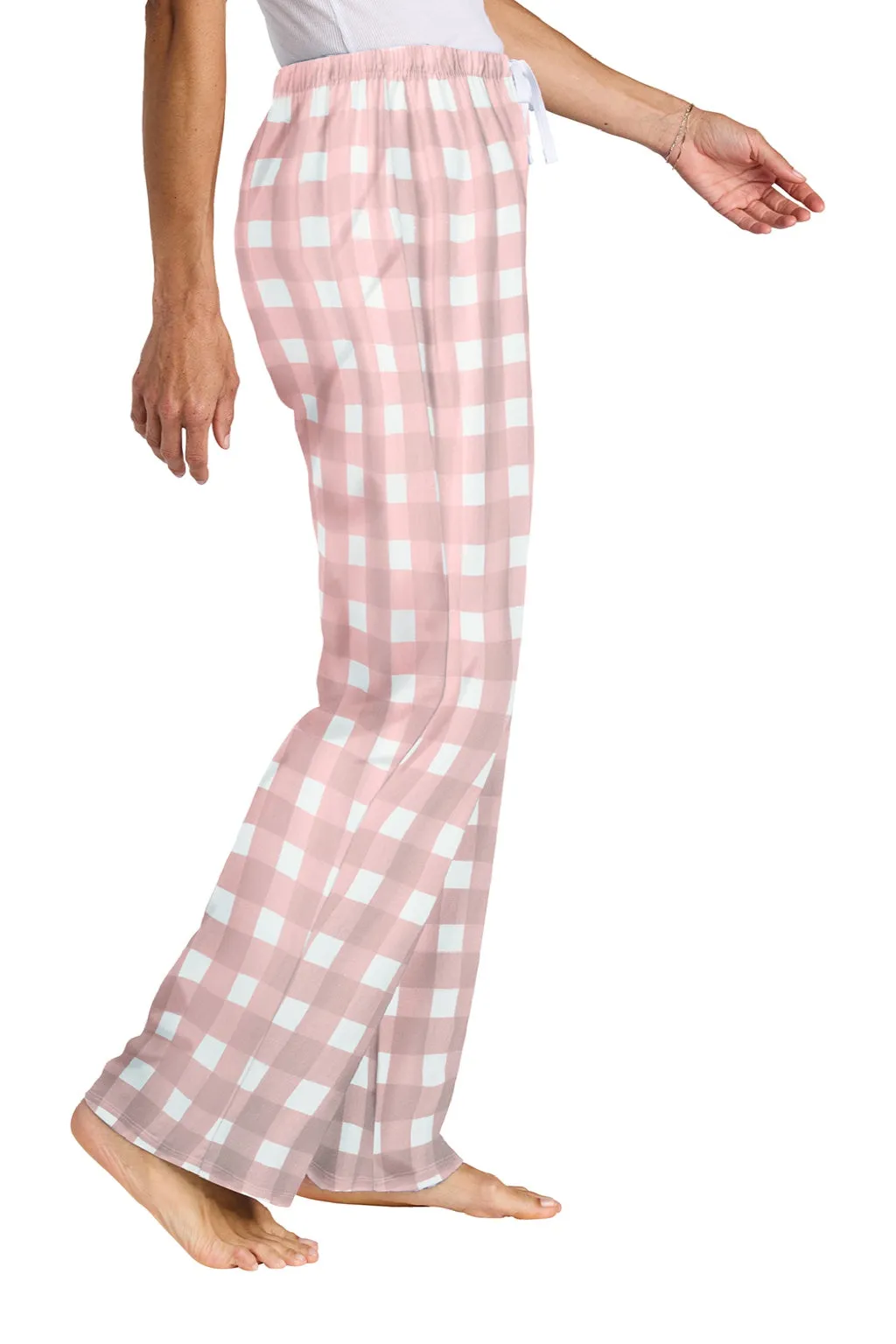 District Womens Flannel Plaid Lounge Pants - Light Pink/White Buffalo Check  Buy new Clothing District