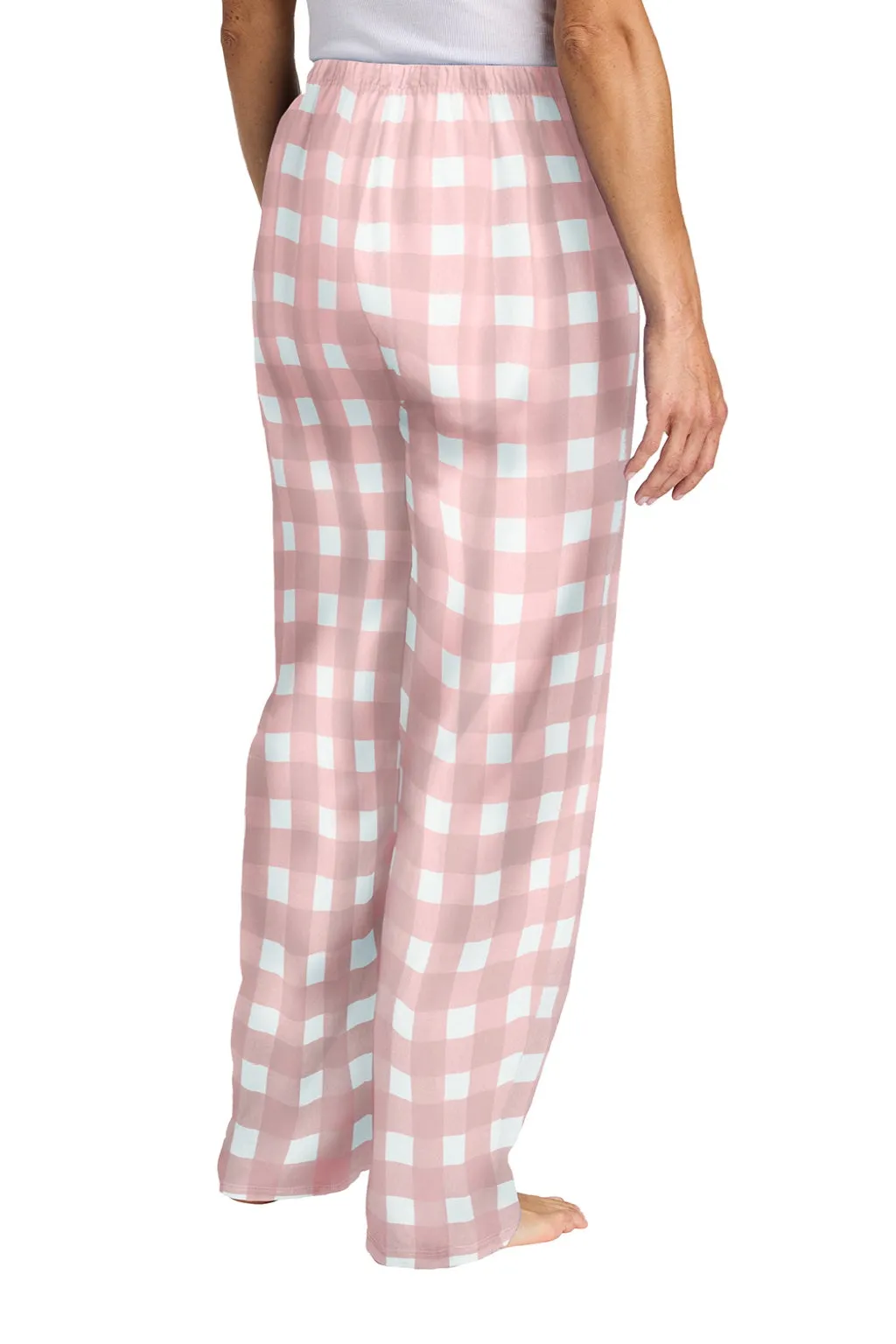 District Womens Flannel Plaid Lounge Pants - Light Pink/White Buffalo Check  Buy new Clothing District