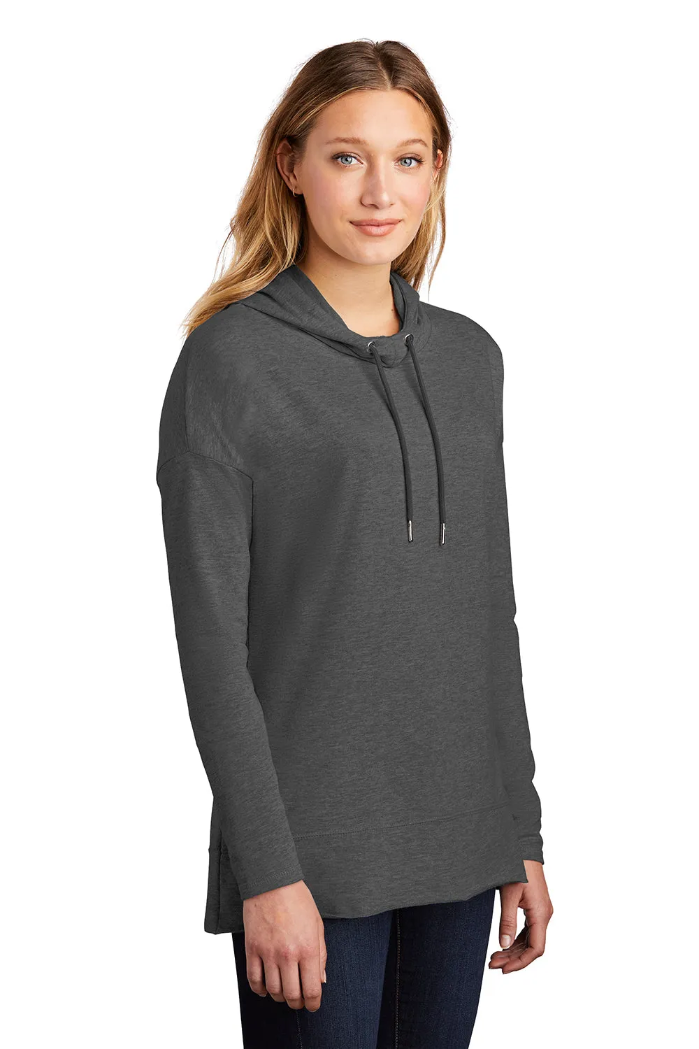 District Womens French Terry Hooded T-Shirt Hoodie - Washed Coal Grey  Buy new Clothing District