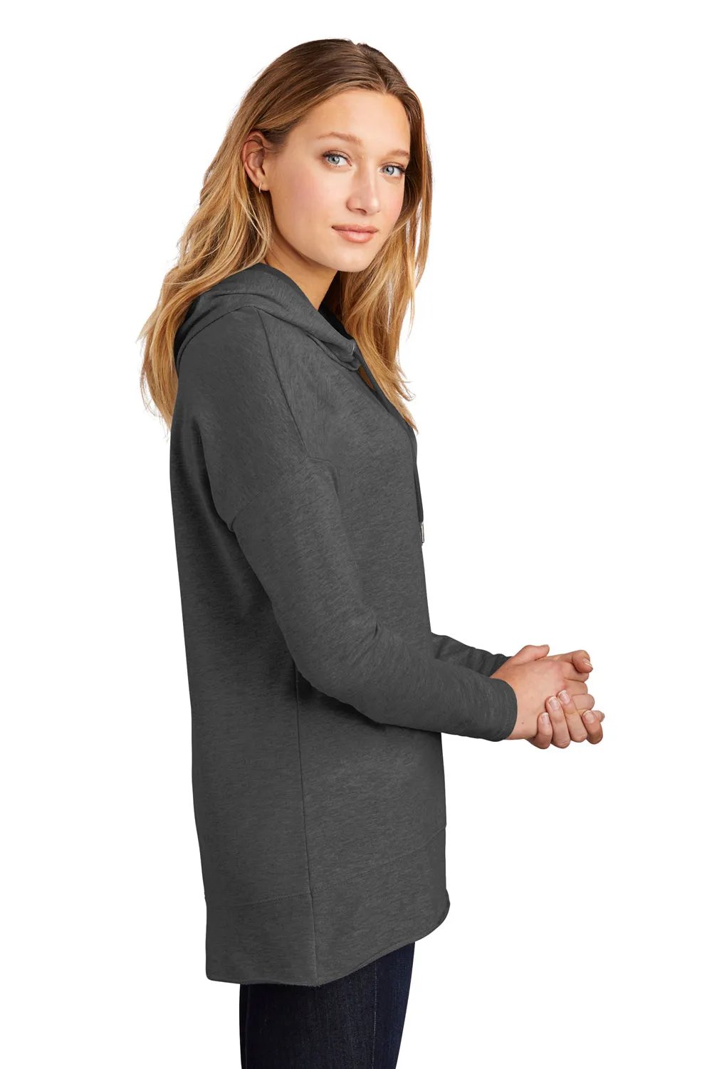District Womens French Terry Hooded T-Shirt Hoodie - Washed Coal Grey  Buy new Clothing District