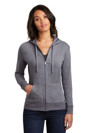 District Womens Full Zip Hooded Sweatshirt Hoodie w/ Pockets - Heather Dark Grey  Buy new Clothing District