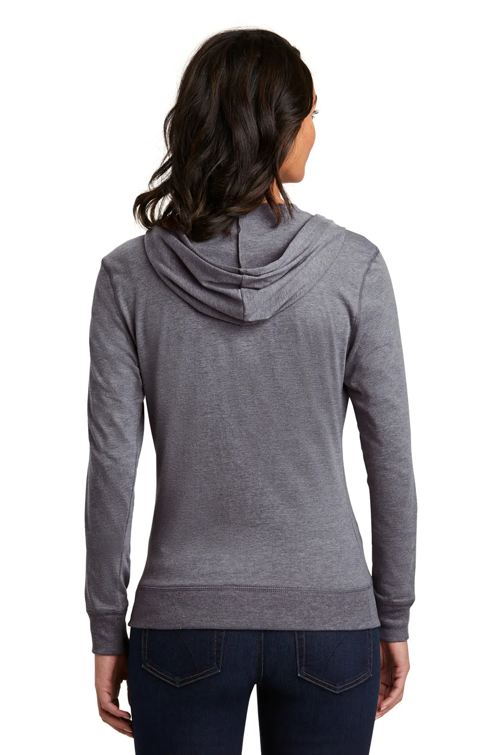 District Womens Full Zip Hooded Sweatshirt Hoodie w/ Pockets - Heather Dark Grey  Buy new Clothing District