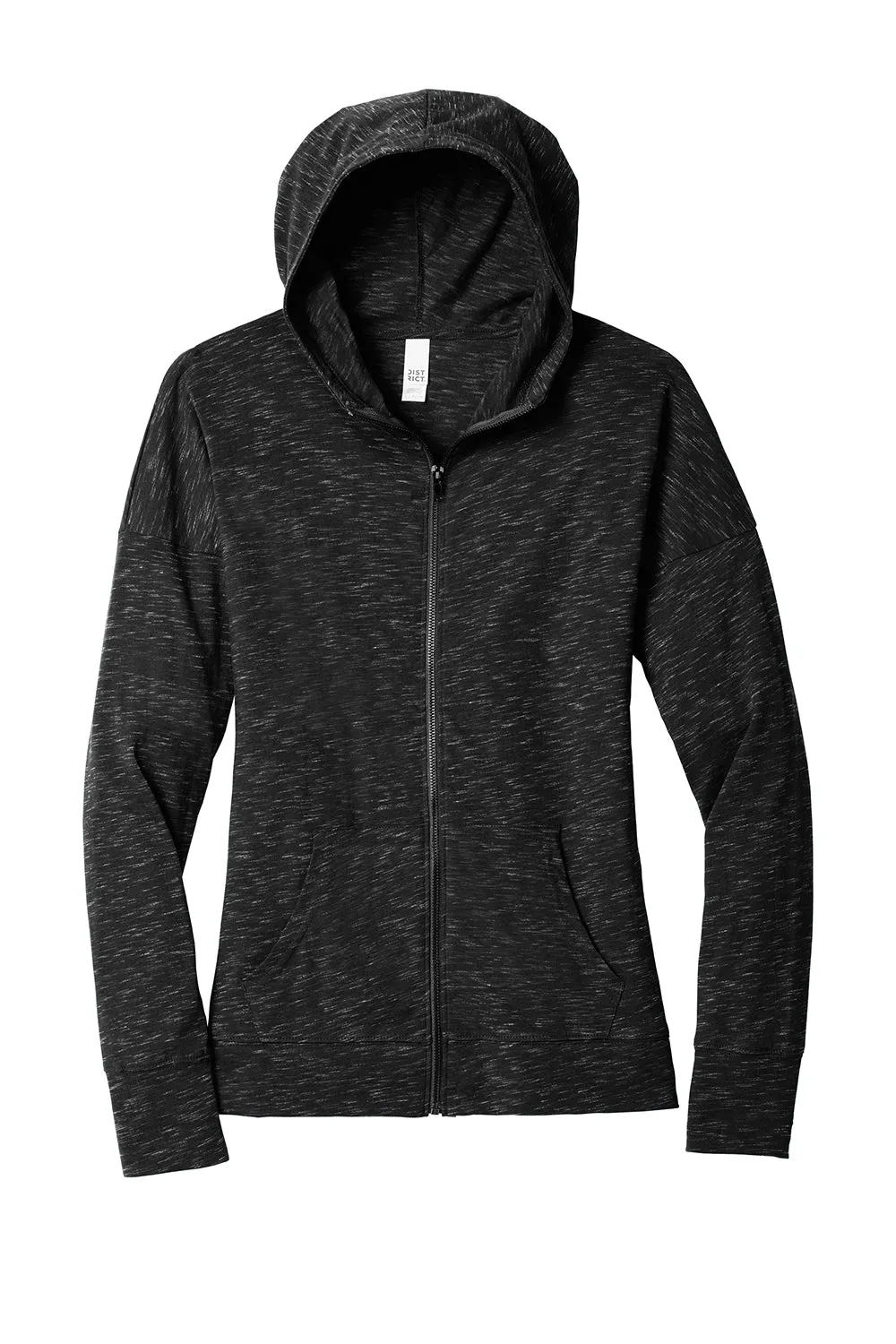 District Womens Medal Full Zip Hooded Sweatshirt Hoodie w/ Pockets - Black  Buy new Clothing District