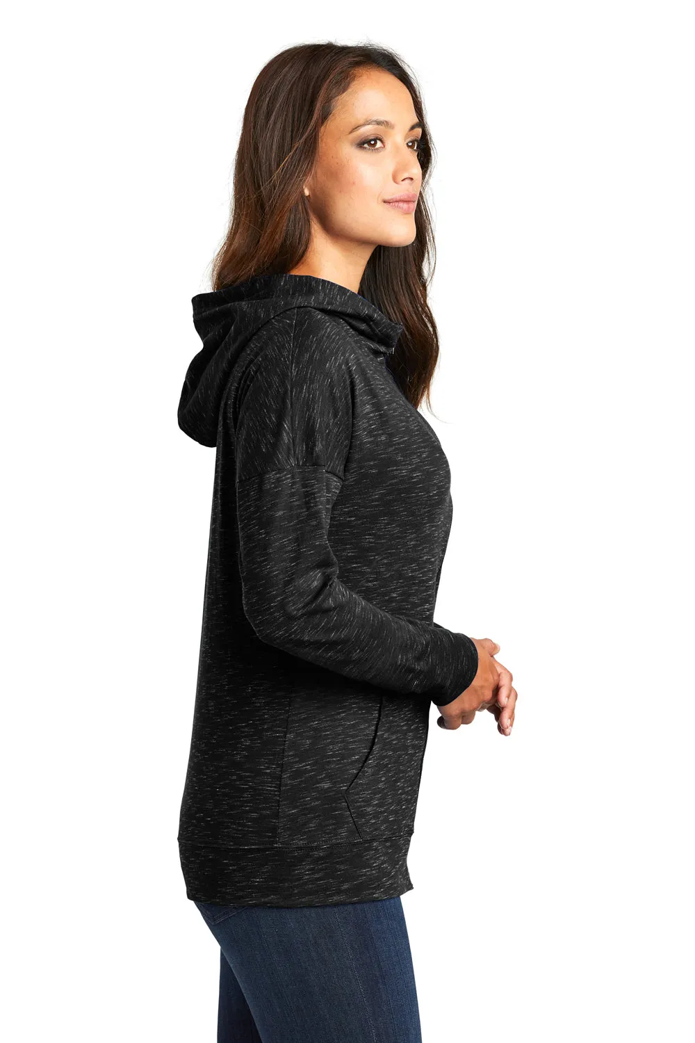 District Womens Medal Full Zip Hooded Sweatshirt Hoodie w/ Pockets - Black  Buy new Clothing District