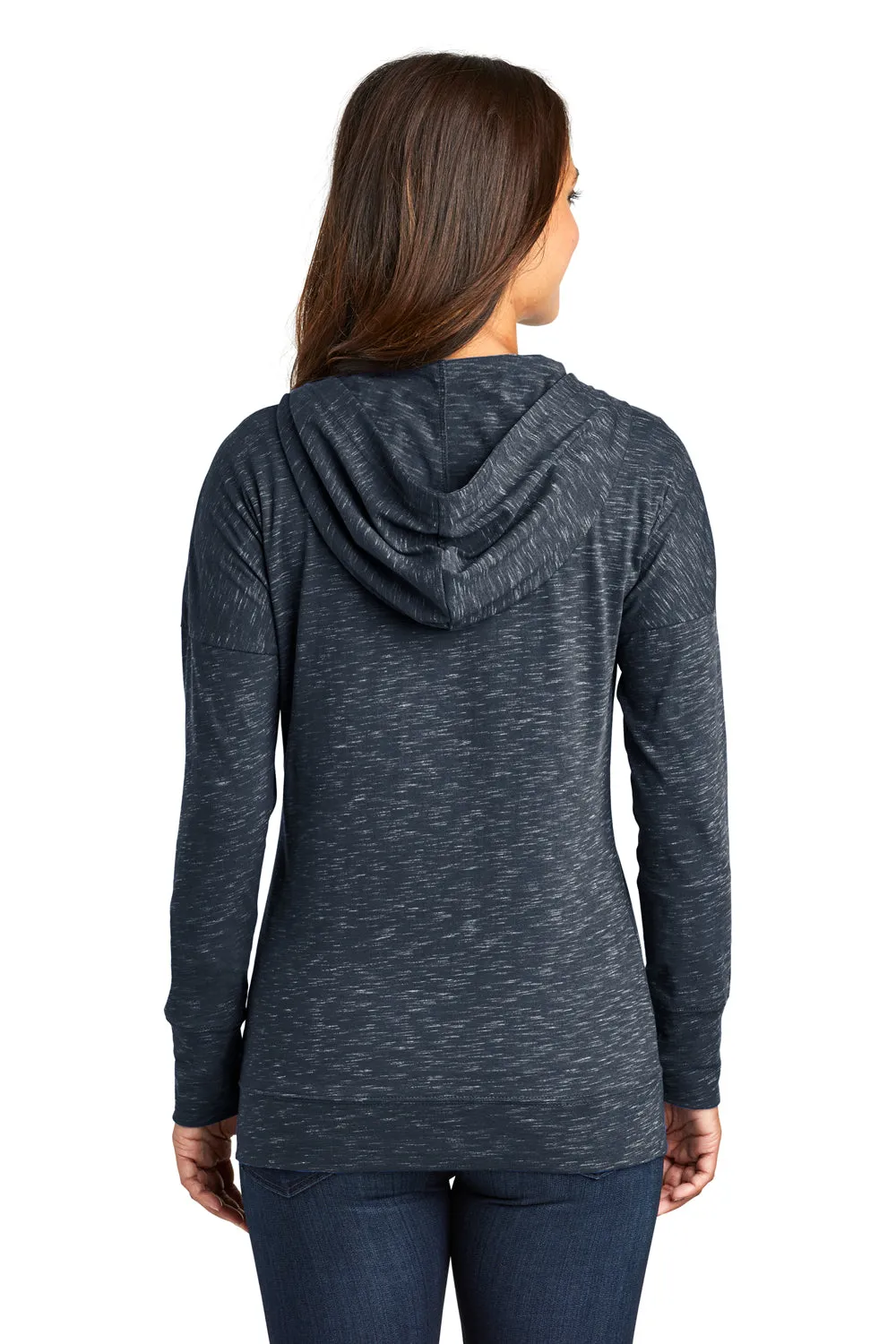 District Womens Medal Full Zip Hooded Sweatshirt Hoodie w/ Pockets - New Navy Blue  Buy new Clothing District