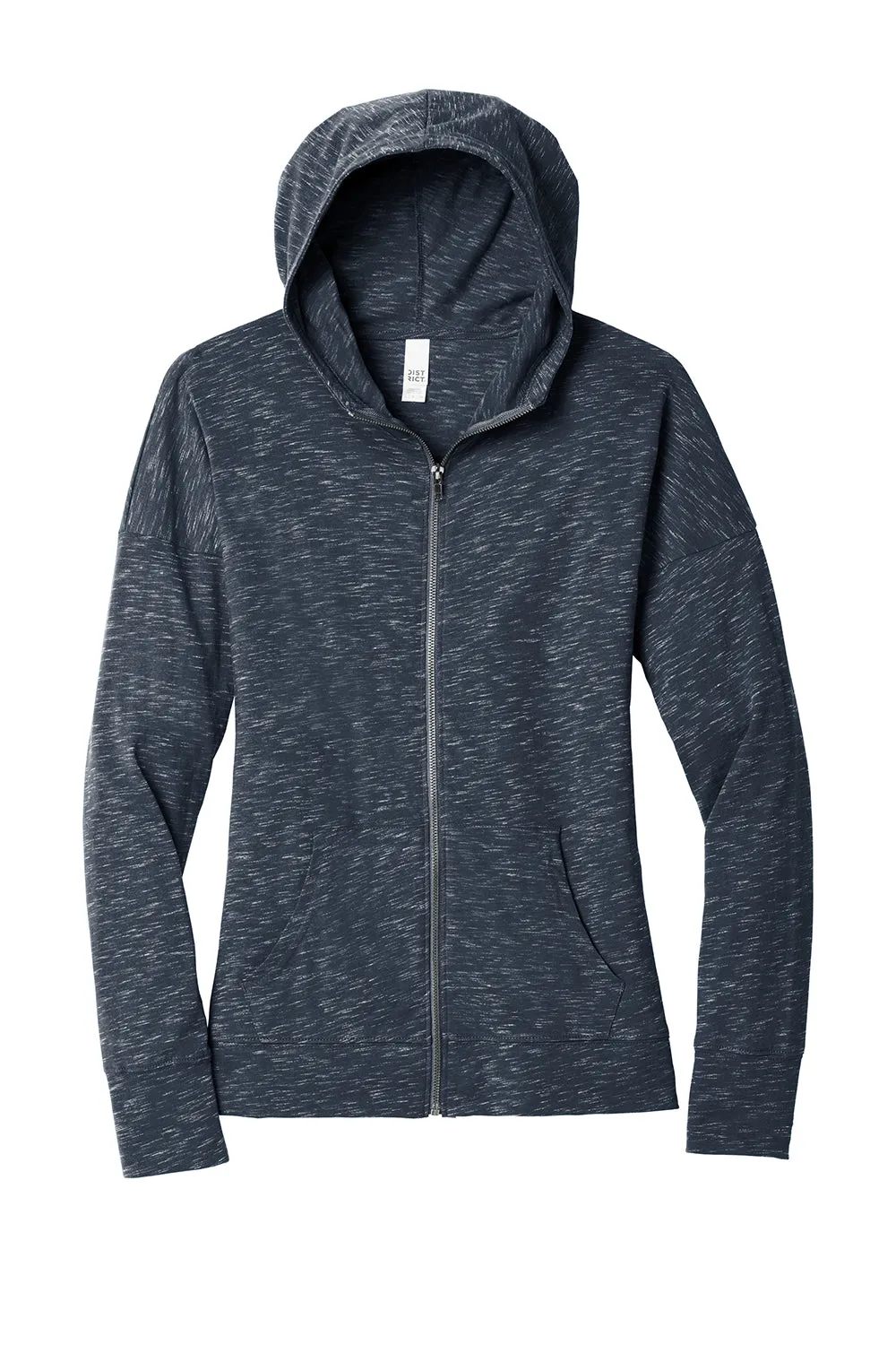 District Womens Medal Full Zip Hooded Sweatshirt Hoodie w/ Pockets - New Navy Blue  Buy new Clothing District