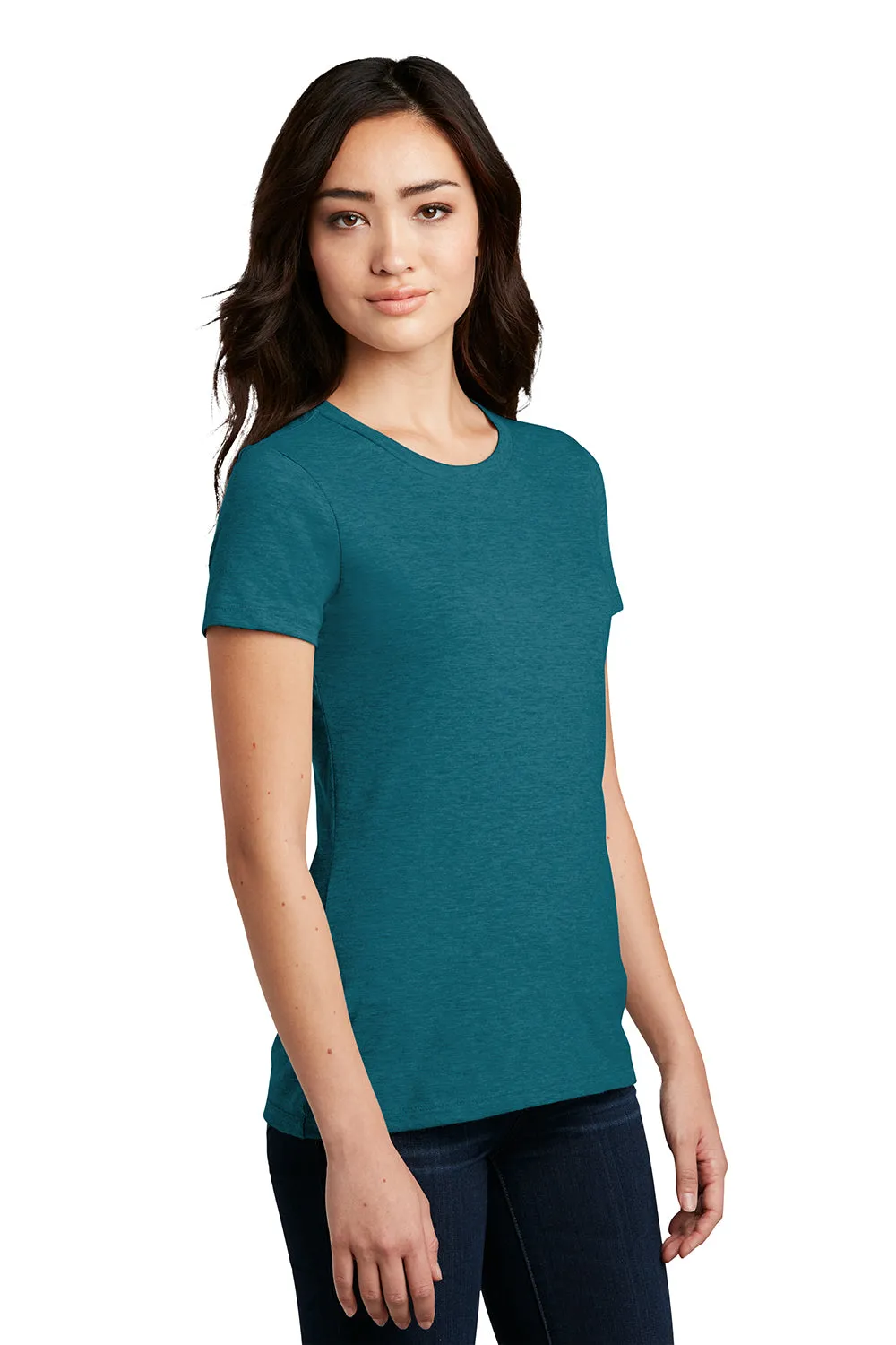 District Womens Perfect Blend Short Sleeve Crewneck T-Shirt - Heather Teal Green  Buy new Clothing District