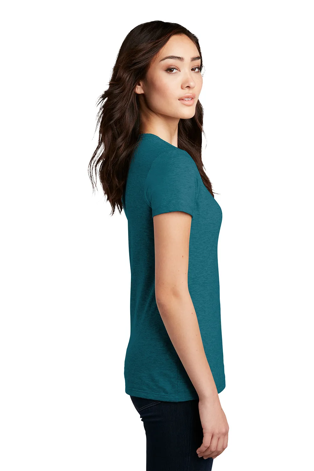 District Womens Perfect Blend Short Sleeve Crewneck T-Shirt - Heather Teal Green  Buy new Clothing District