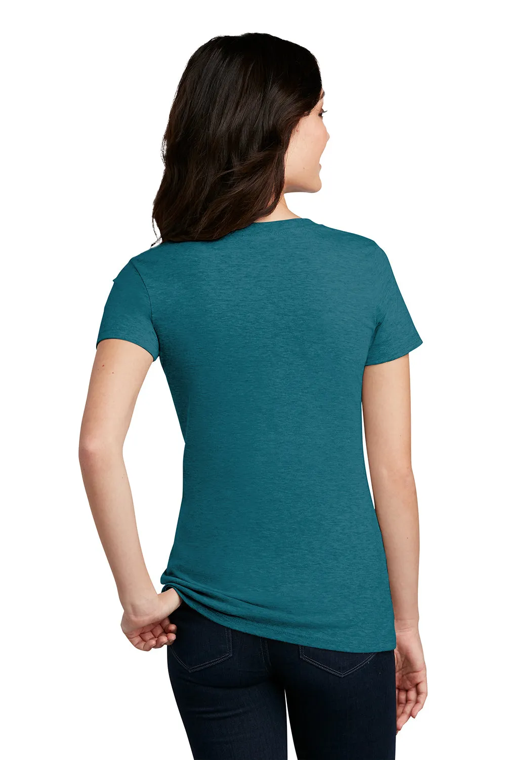 District Womens Perfect Blend Short Sleeve Crewneck T-Shirt - Heather Teal Green  Buy new Clothing District
