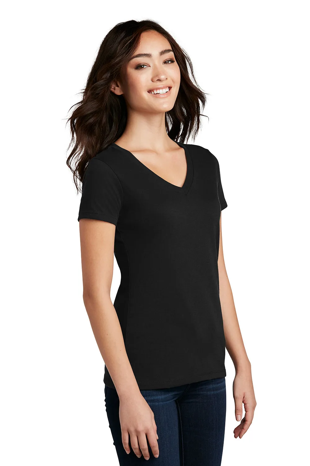 District Womens Perfect Blend Short Sleeve V-Neck T-Shirt - Black  Buy new Clothing District