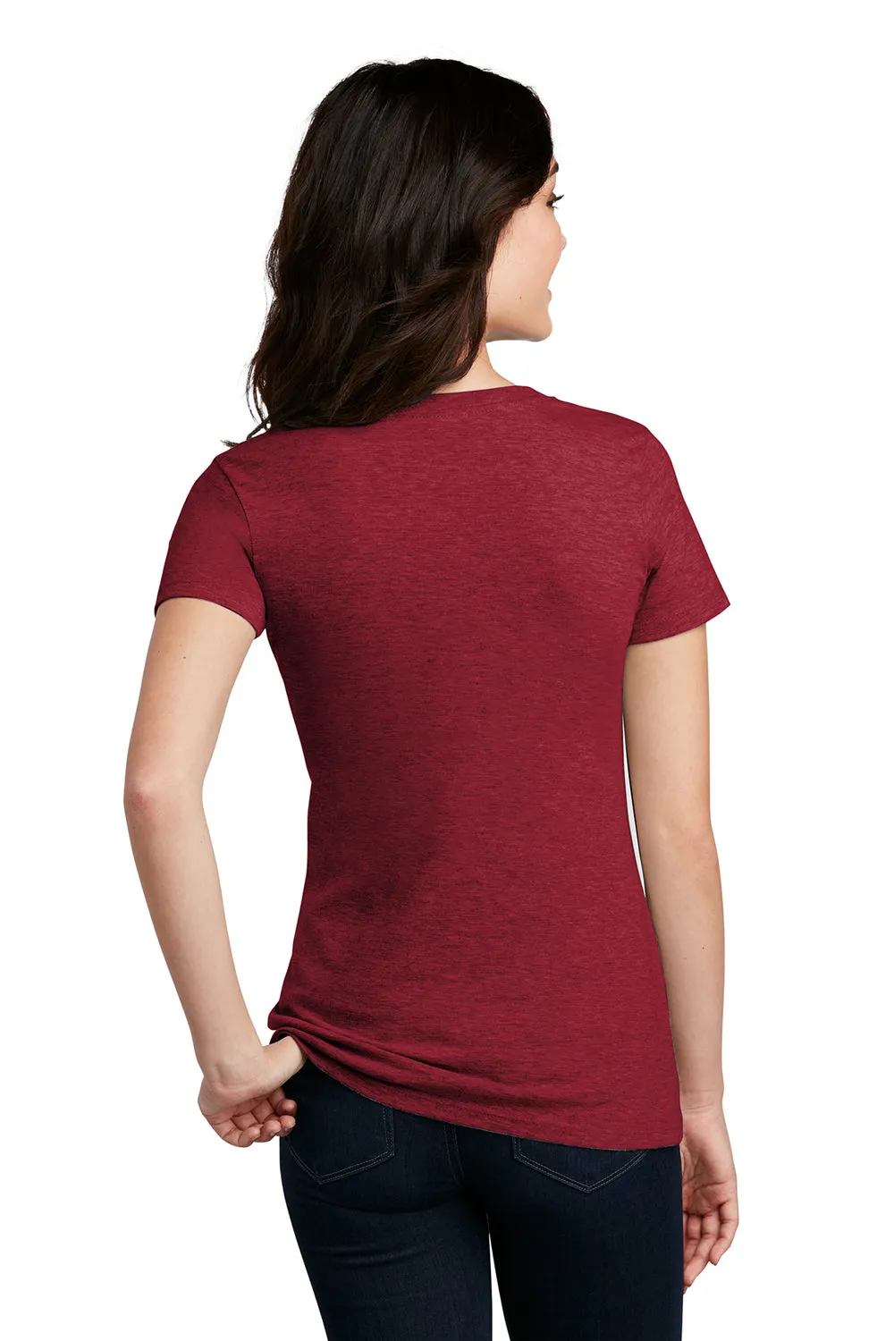 District Womens Perfect Blend Short Sleeve V-Neck T-Shirt - Red Fleck  Buy new Clothing District