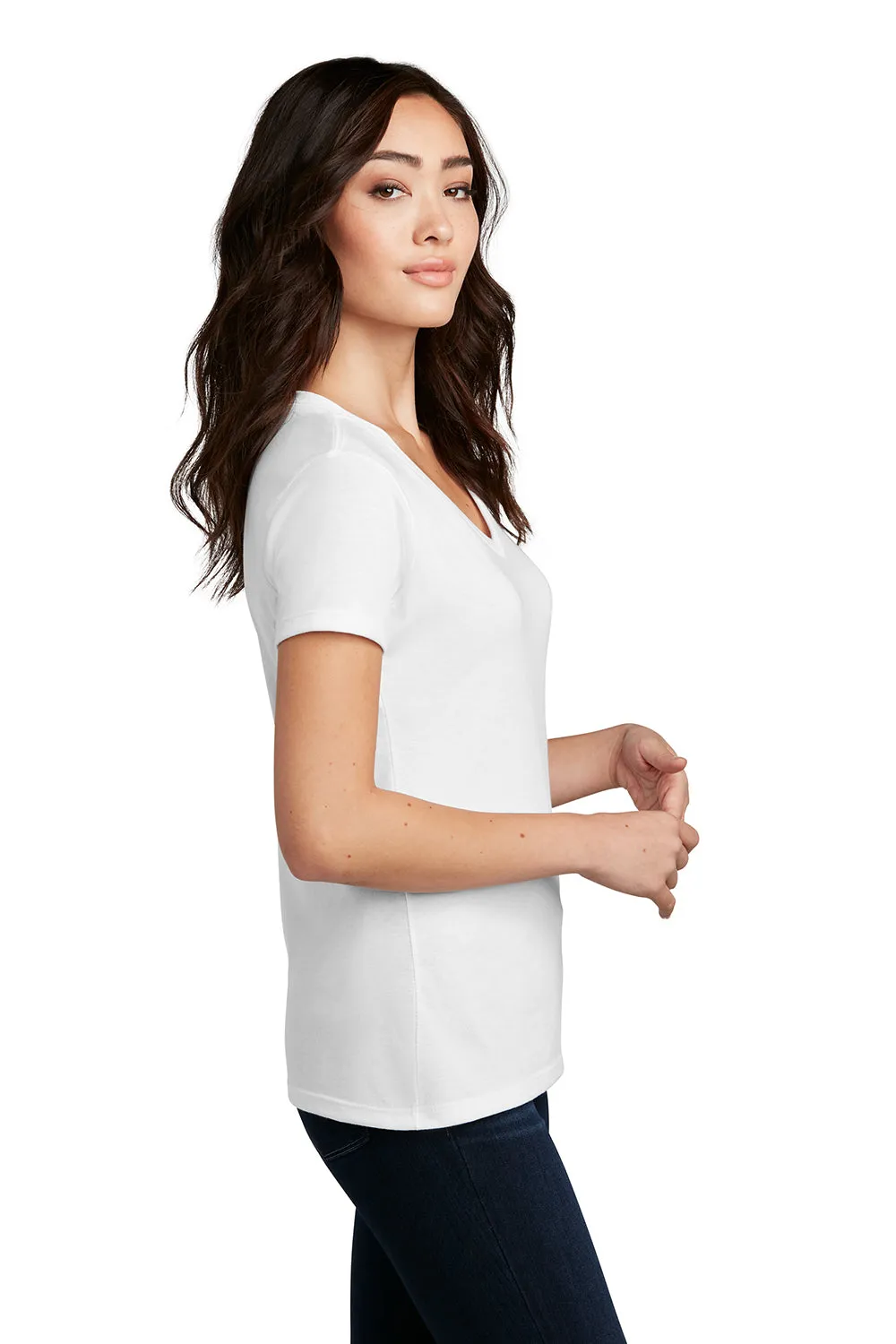 District Womens Perfect Blend Short Sleeve V-Neck T-Shirt - White  Buy new Clothing District