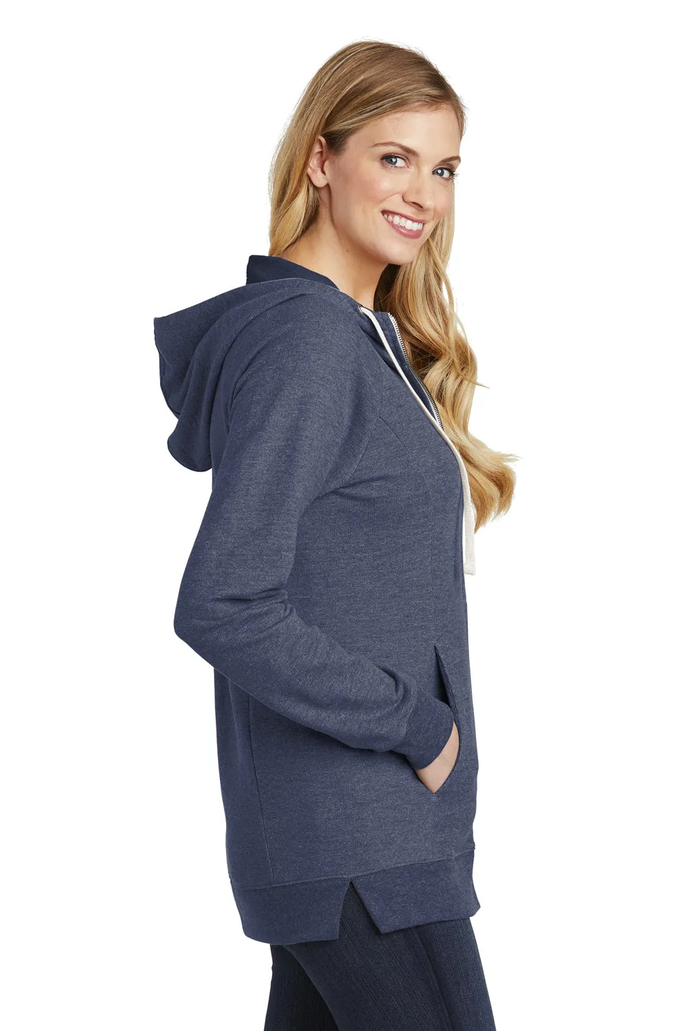 District Womens Perfect French Terry Full Zip Hooded Sweatshirt Hoodie w/ Pockets - New Navy Blue - Closeout  Buy new Clothing District