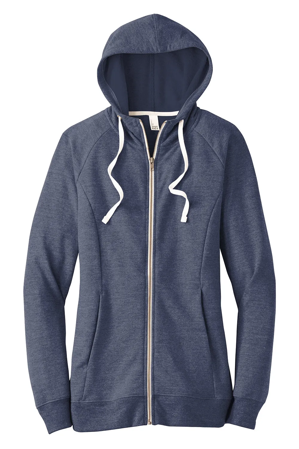 District Womens Perfect French Terry Full Zip Hooded Sweatshirt Hoodie w/ Pockets - New Navy Blue - Closeout  Buy new Clothing District