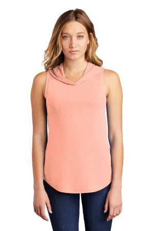 District Womens Perfect Sleeveless Hooded T-Shirt Hoodie - Heather Dusty Peach - Closeout  Buy new Clothing District