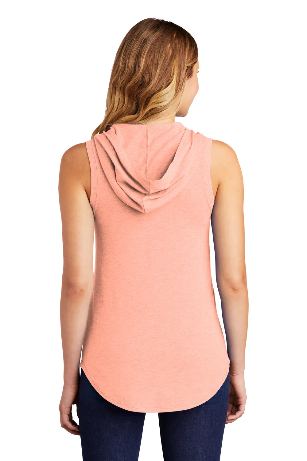 District Womens Perfect Sleeveless Hooded T-Shirt Hoodie - Heather Dusty Peach - Closeout  Buy new Clothing District