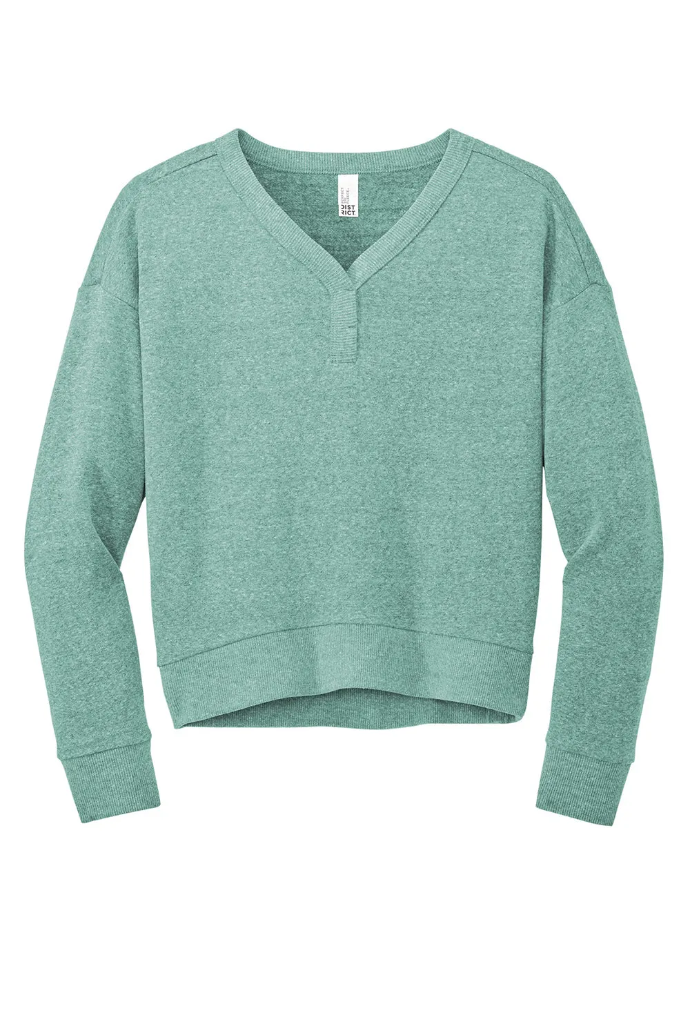District Womens Perfect Tri Fleece V-Neck Sweatshirt - Heather Eucalyptus Blue  Buy new Clothing District