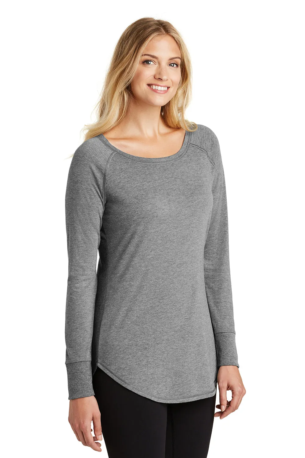 District Womens Perfect Tri Long Sleeve Crewneck T-Shirt - Grey Frost  Buy new Clothing District