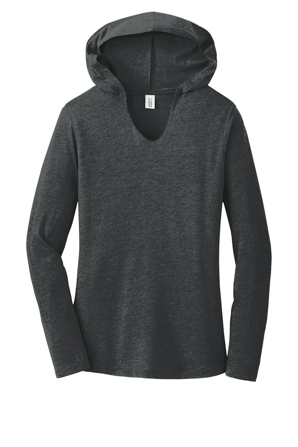 District Womens Perfect Tri Long Sleeve Hooded T-Shirt Hoodie - Black Frost  Buy new Clothing District