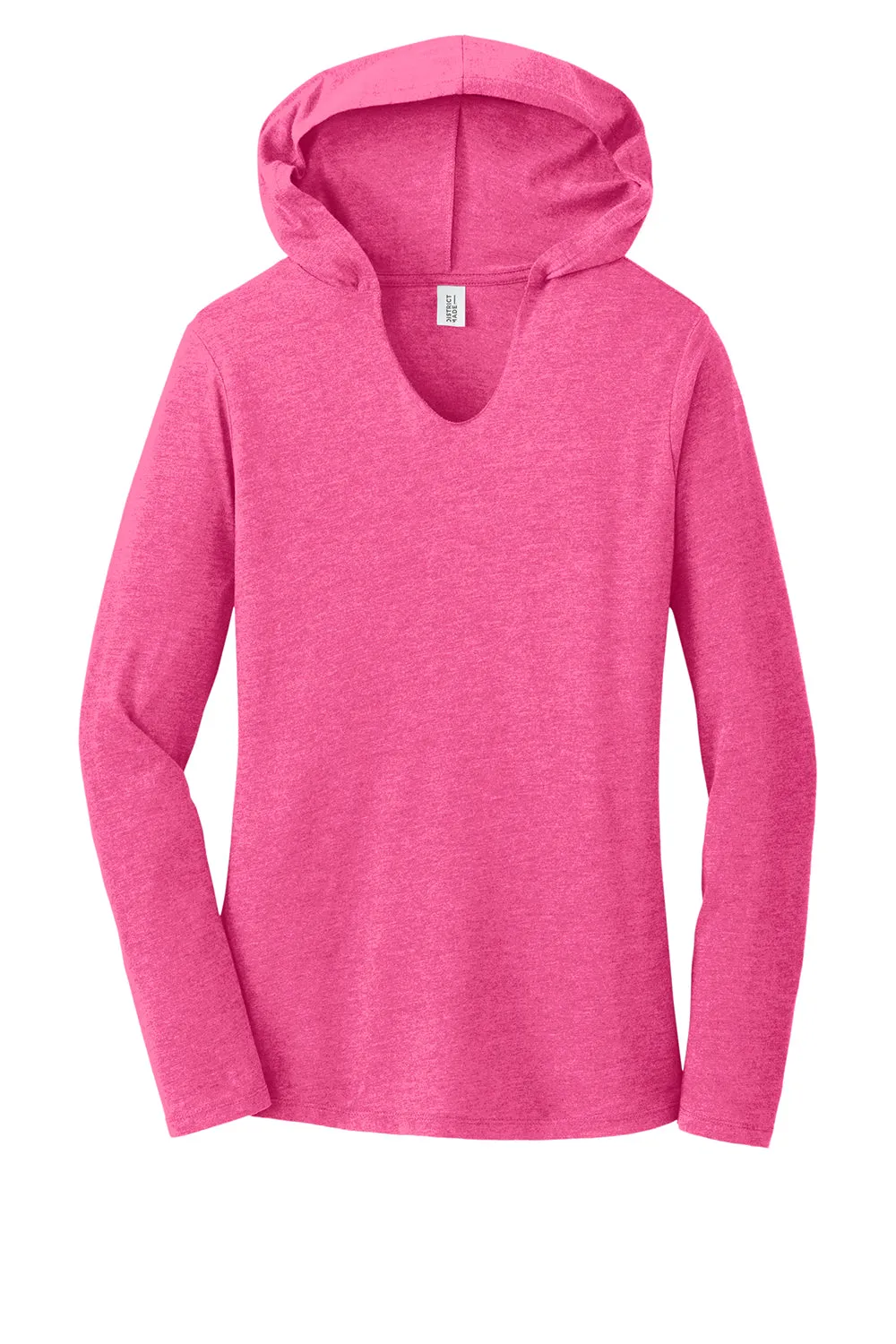 District Womens Perfect Tri Long Sleeve Hooded T-Shirt Hoodie - Fuchsia Pink Frost  Buy new Clothing District