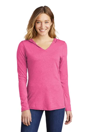 District Womens Perfect Tri Long Sleeve Hooded T-Shirt Hoodie - Fuchsia Pink Frost  Buy new Clothing District