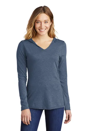District Womens Perfect Tri Long Sleeve Hooded T-Shirt Hoodie - Navy Blue Frost  Buy new Clothing District