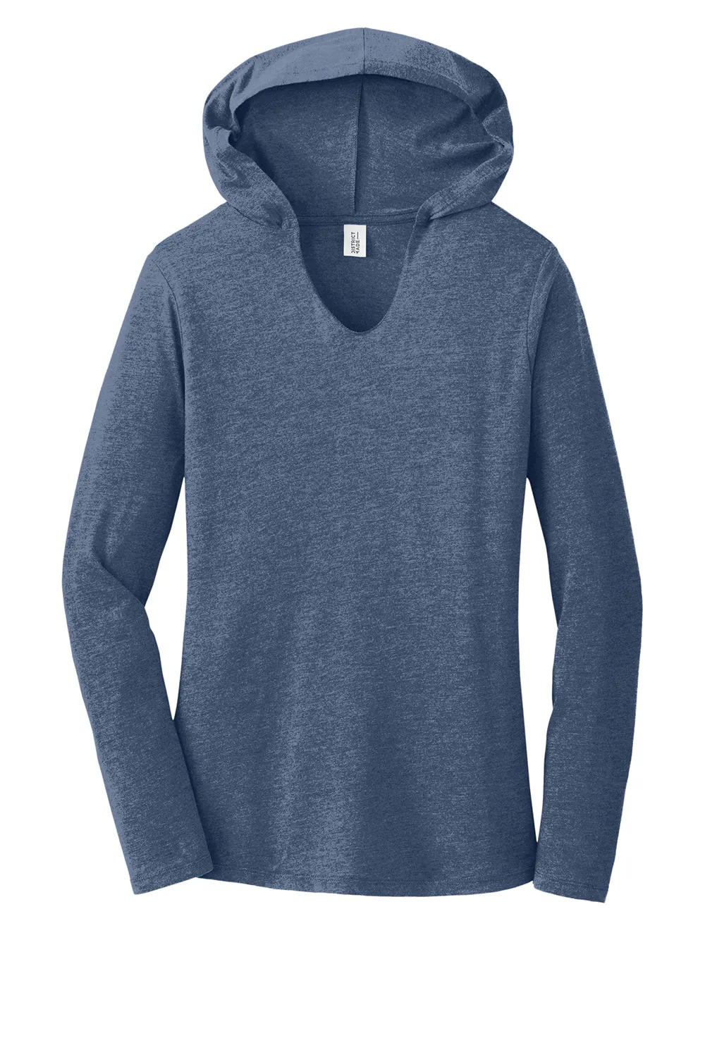 District Womens Perfect Tri Long Sleeve Hooded T-Shirt Hoodie - Navy Blue Frost  Buy new Clothing District