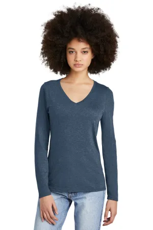 District Womens Perfect Tri Long Sleeve V-Neck T-Shirt - Navy Blue Frost  Buy new Clothing District