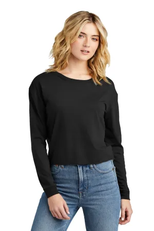 District Womens Perfect Tri Midi Long Sleeve Crewneck T-Shirt - Black  Buy new Clothing District