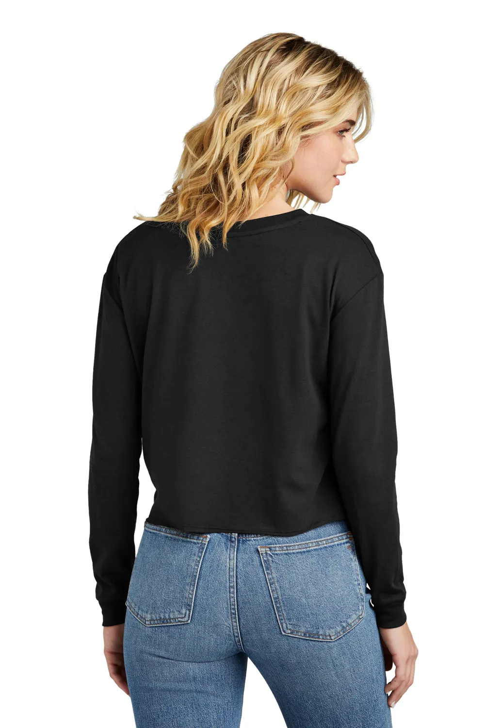 District Womens Perfect Tri Midi Long Sleeve Crewneck T-Shirt - Black  Buy new Clothing District