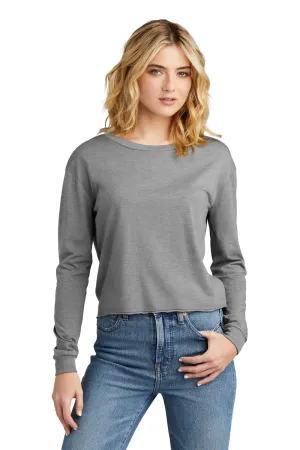 District Womens Perfect Tri Midi Long Sleeve Crewneck T-Shirt - Grey Frost  Buy new Clothing District