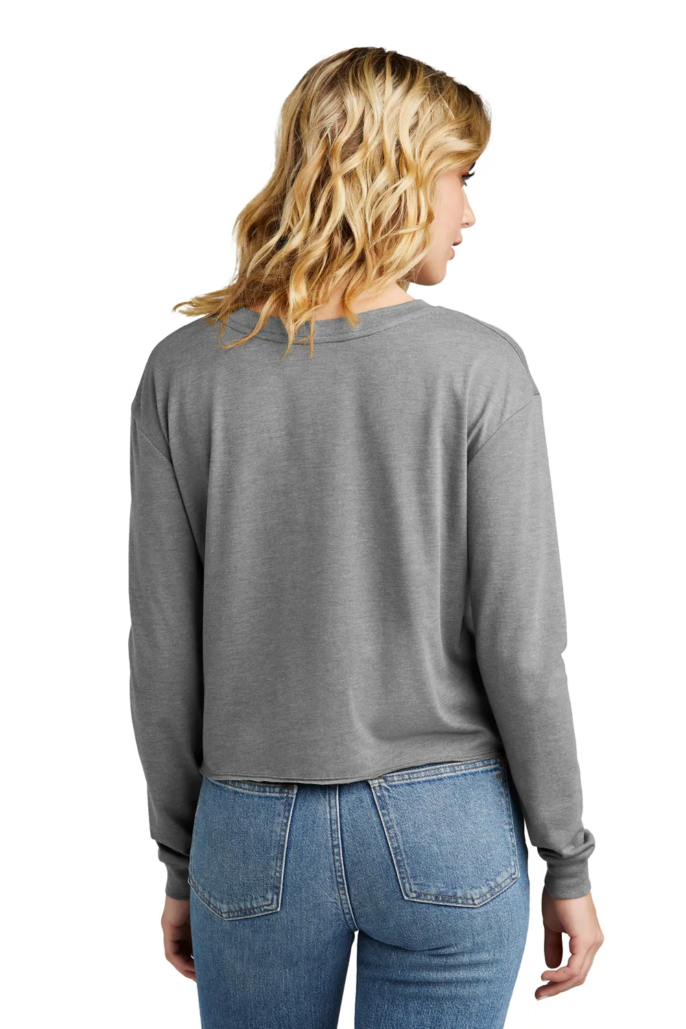 District Womens Perfect Tri Midi Long Sleeve Crewneck T-Shirt - Grey Frost  Buy new Clothing District