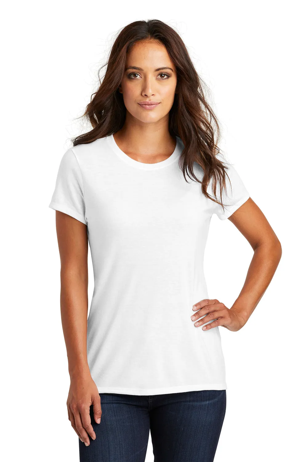 District Womens Perfect Tri Short Sleeve Crewneck T-Shirt - White  Buy new Clothing District