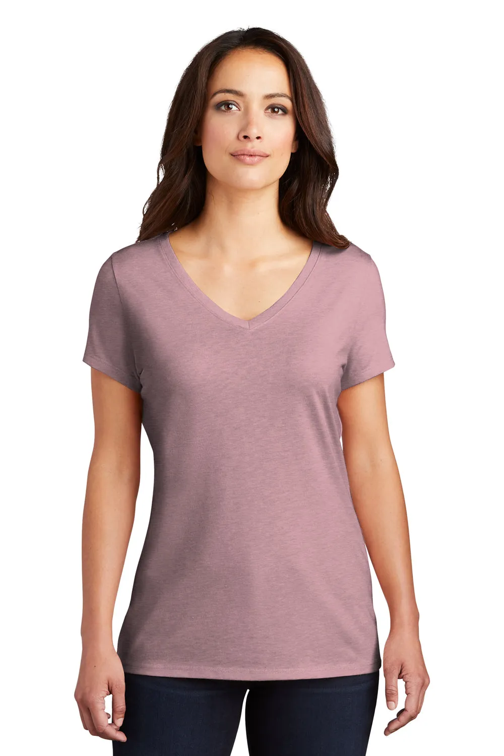 District Womens Perfect Tri Short Sleeve V-Neck T-Shirt - Heather Lavender  Buy new Clothing District