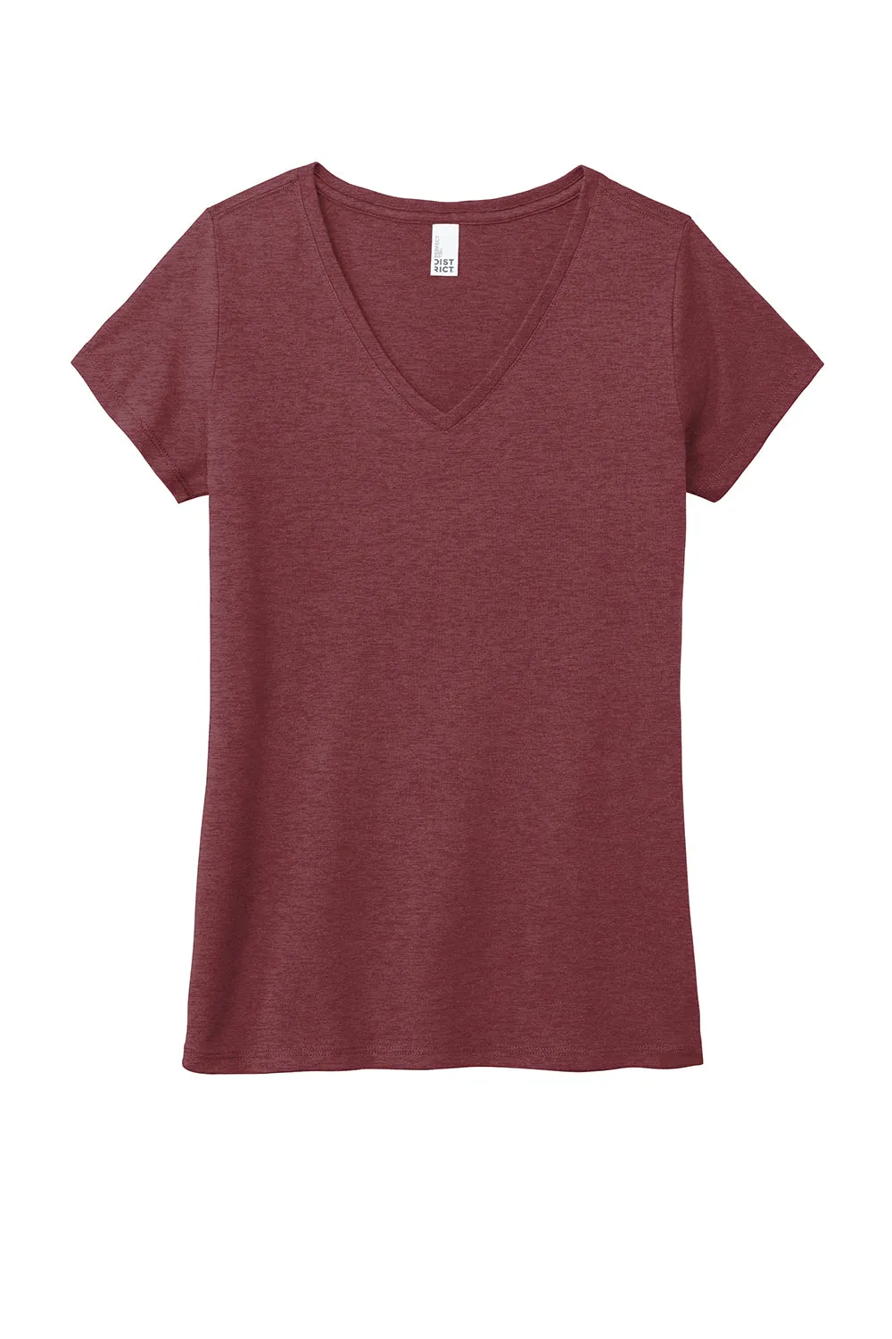 District Womens Perfect Tri Short Sleeve V-Neck T-Shirt - Maroon Frost  Buy new Clothing District