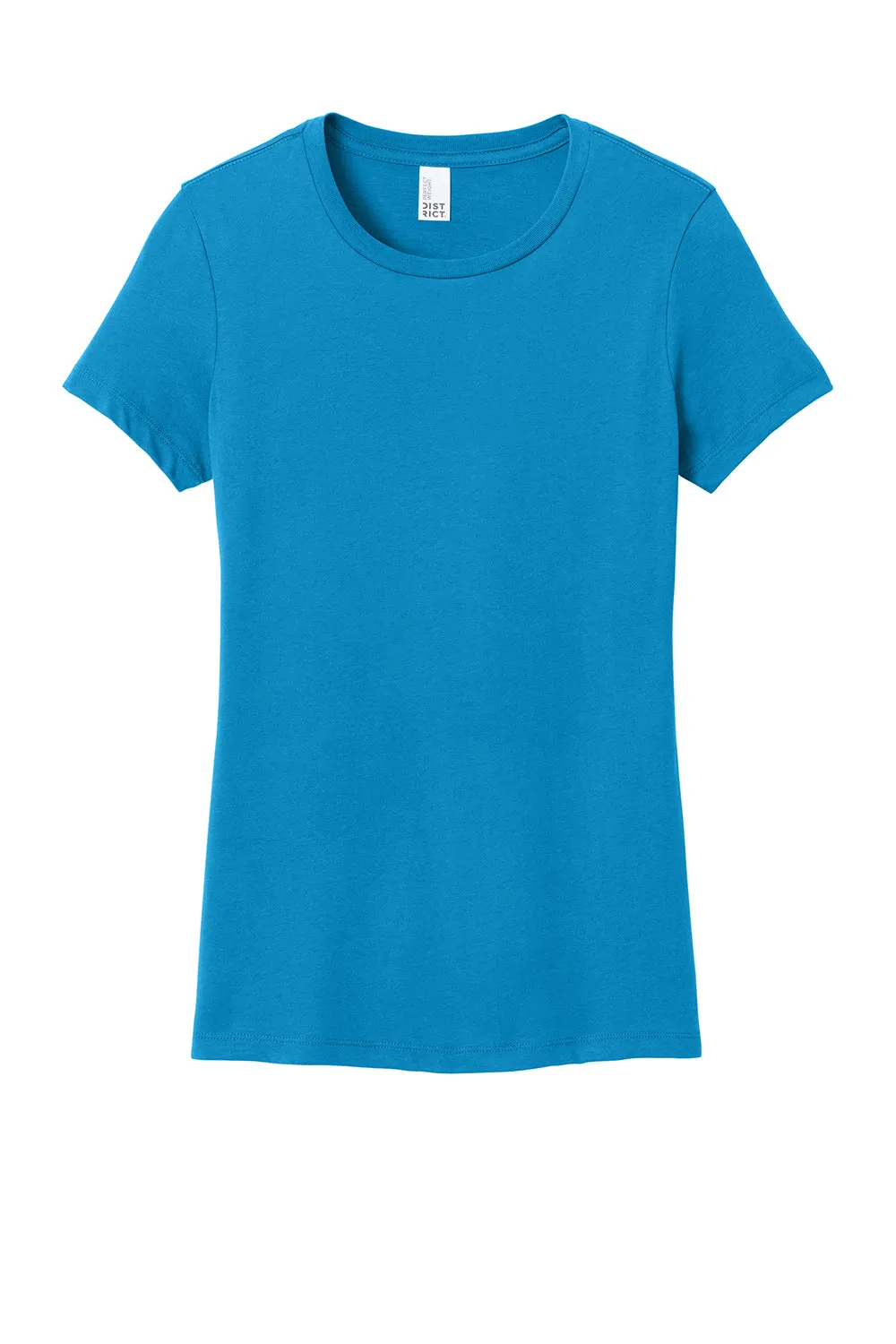 District Womens Perfect Weight Short Sleeve Crewneck T-Shirt - Bright Turquoise Blue - Closeout  Buy new Clothing District