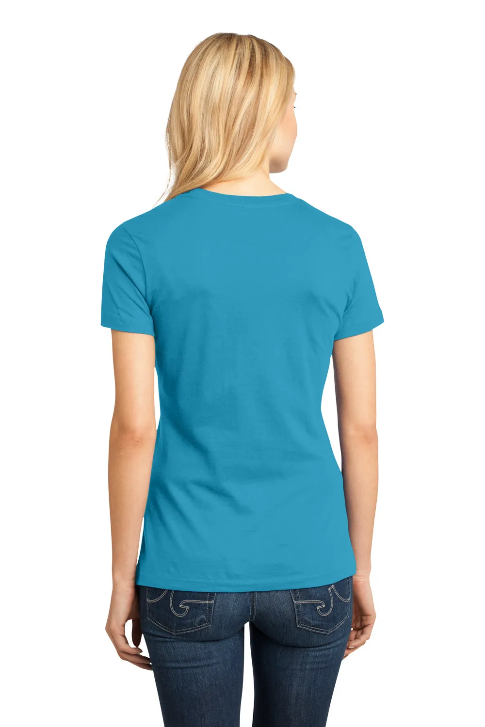 District Womens Perfect Weight Short Sleeve Crewneck T-Shirt - Bright Turquoise Blue - Closeout  Buy new Clothing District