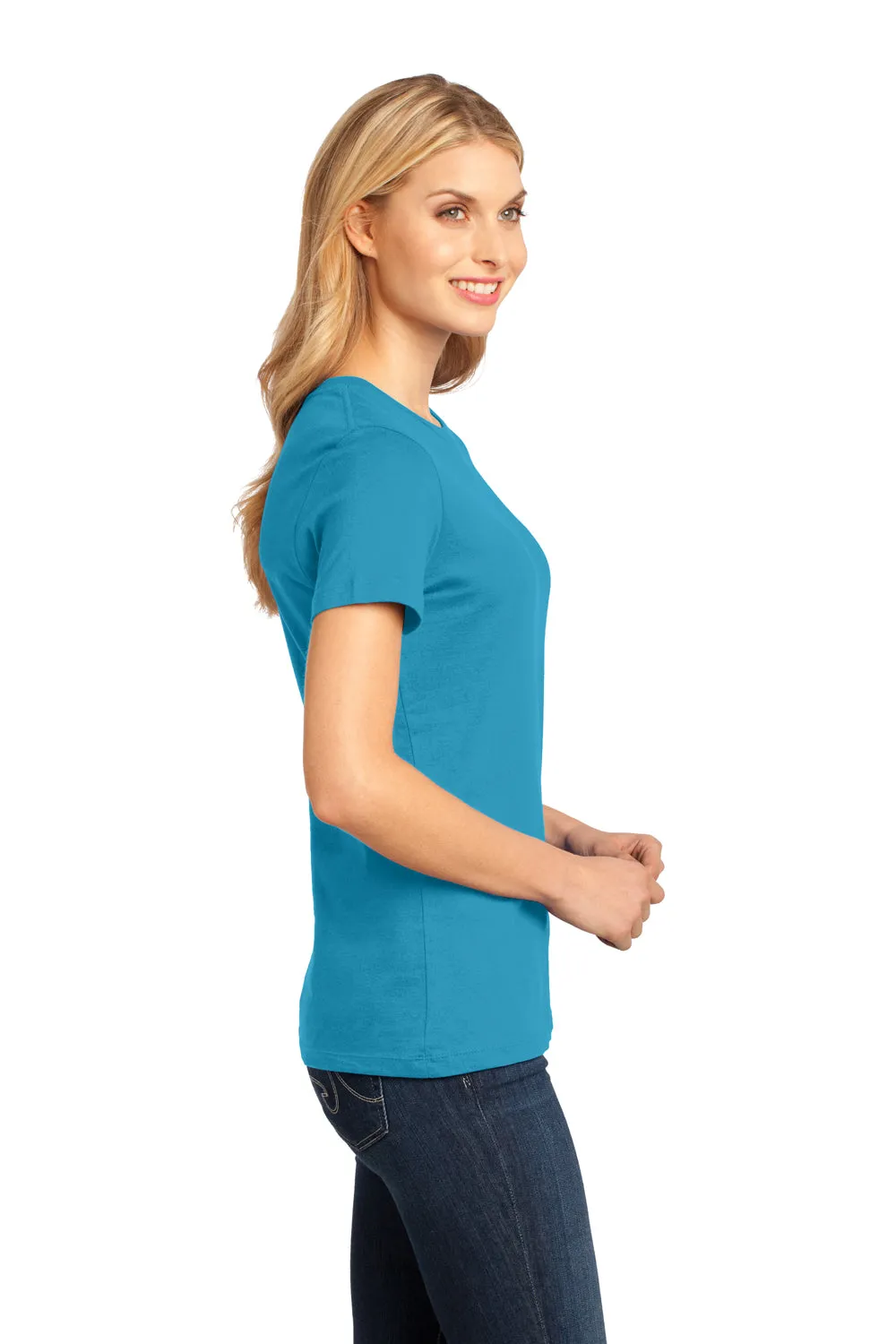 District Womens Perfect Weight Short Sleeve Crewneck T-Shirt - Bright Turquoise Blue - Closeout  Buy new Clothing District