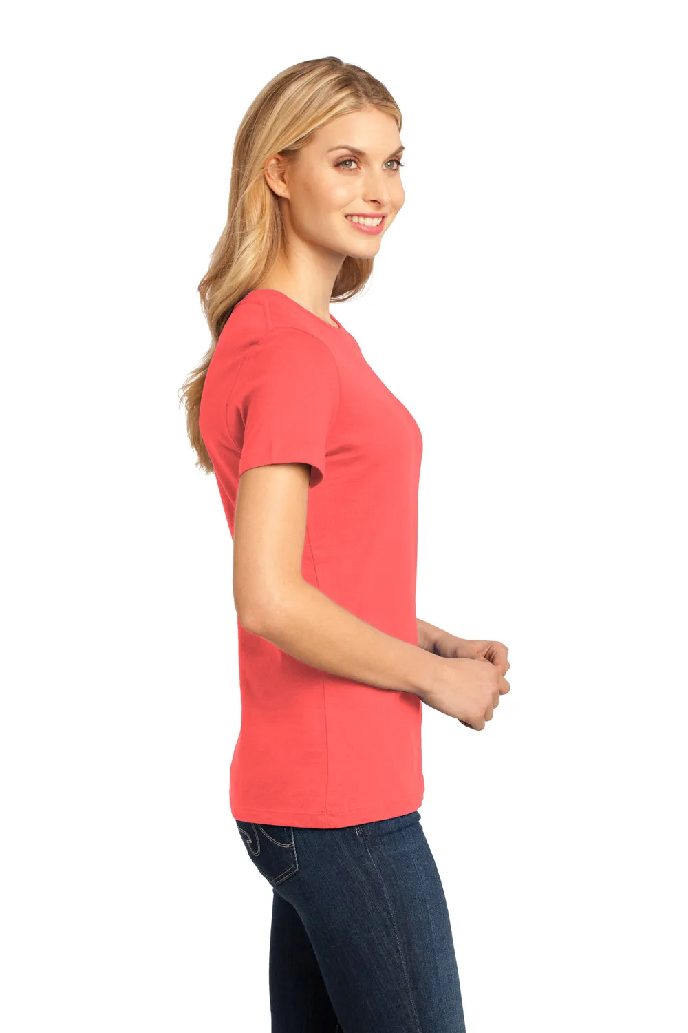 District Womens Perfect Weight Short Sleeve Crewneck T-Shirt - Coral - Closeout  Buy new Clothing District