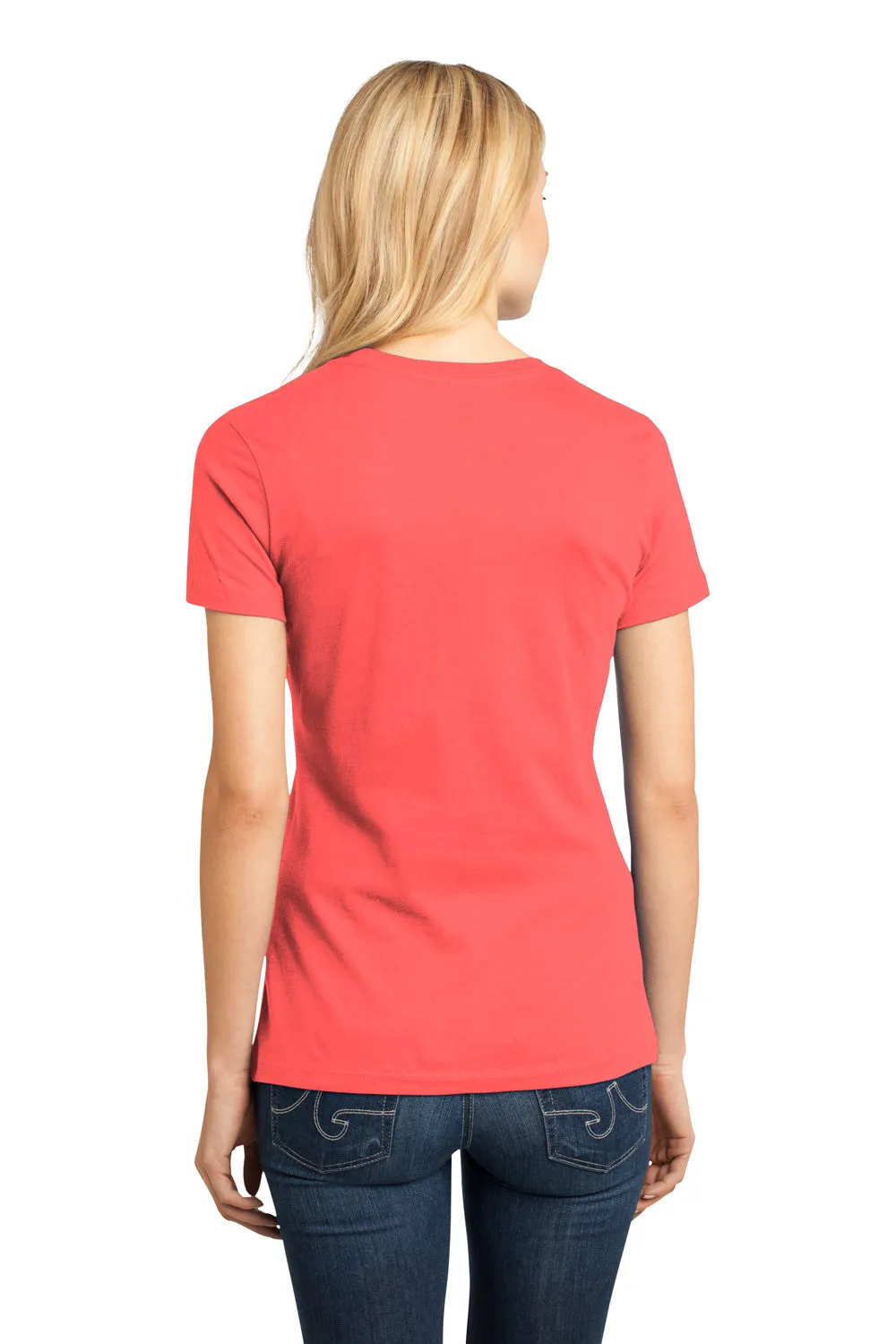 District Womens Perfect Weight Short Sleeve Crewneck T-Shirt - Coral - Closeout  Buy new Clothing District