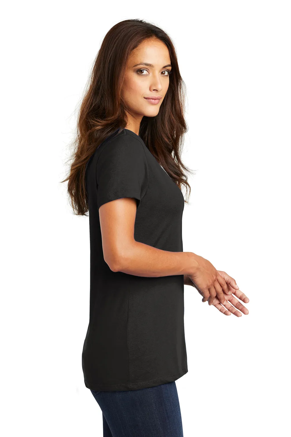 District Womens Perfect Weight Short Sleeve V-Neck T-Shirt - Jet Black  Buy new Clothing District
