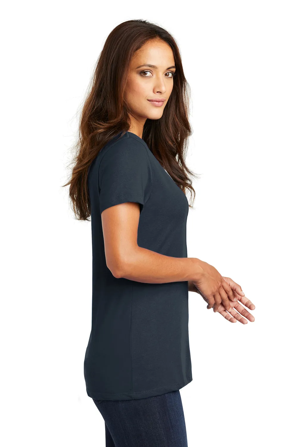 District Womens Perfect Weight Short Sleeve V-Neck T-Shirt - New Navy Blue  Buy new Clothing District