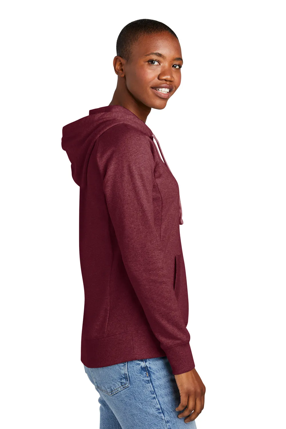 District Womens Re-Fleece Hooded Sweatshirt Hoodie w/ Pouch Pocket - Heather Maroon  Buy new Clothing District