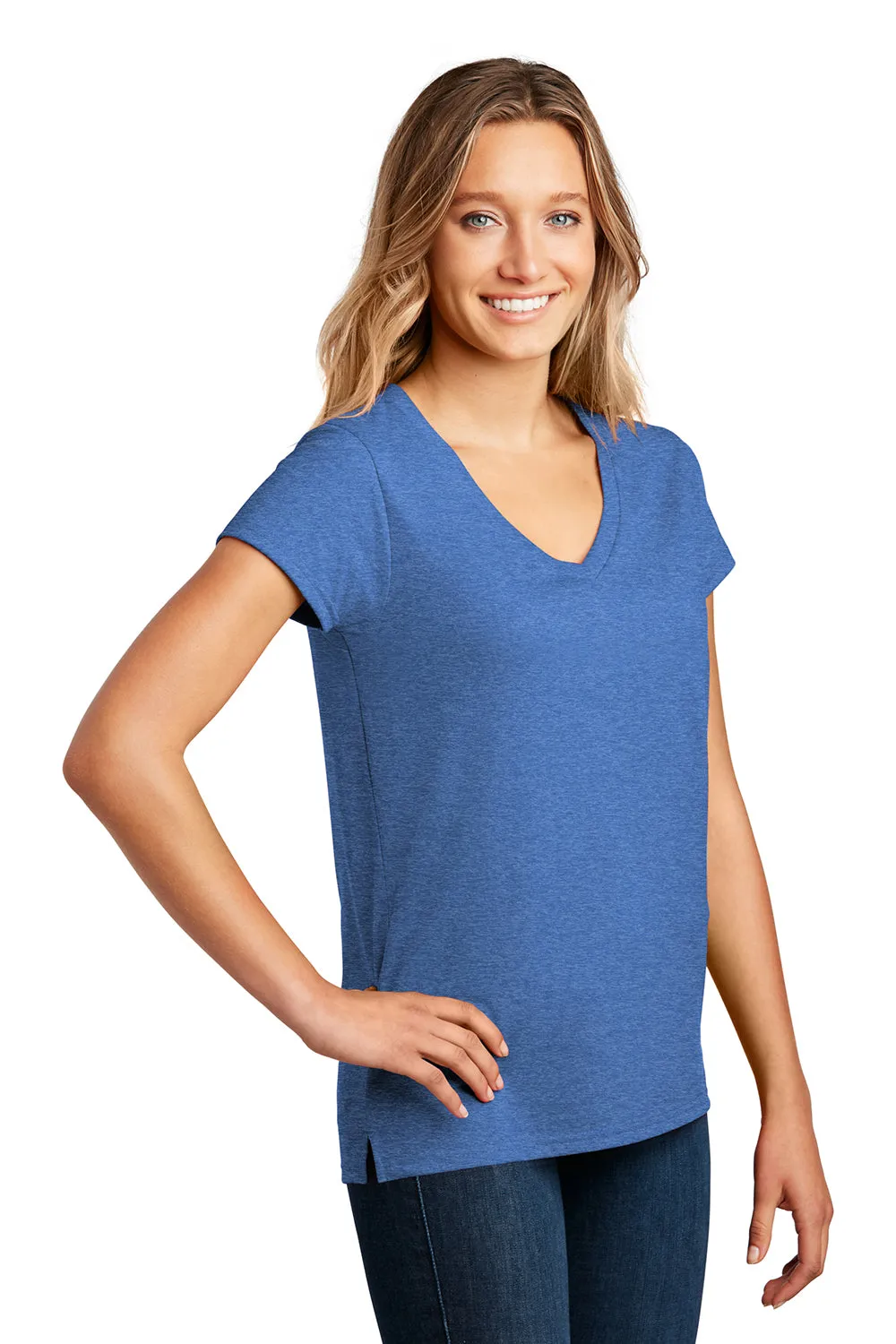 District Womens Re-Tee Short Sleeve V-Neck T-Shirt - Heather Blue  Buy new Clothing District