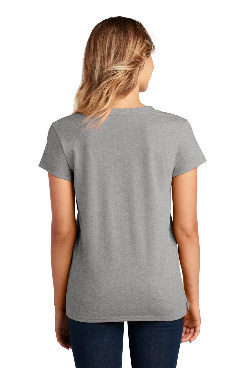 District Womens Re-Tee Short Sleeve V-Neck T-Shirt - Heather Light Grey  Buy new Clothing District