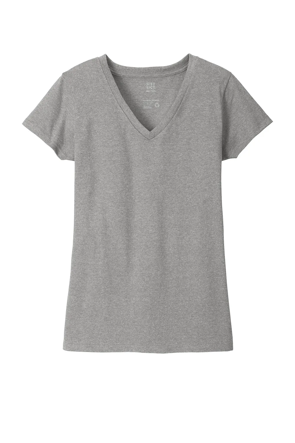 District Womens Re-Tee Short Sleeve V-Neck T-Shirt - Heather Light Grey  Buy new Clothing District