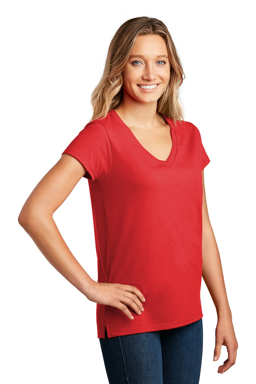 District Womens Re-Tee Short Sleeve V-Neck T-Shirt - Ruby Red  Buy new Clothing District