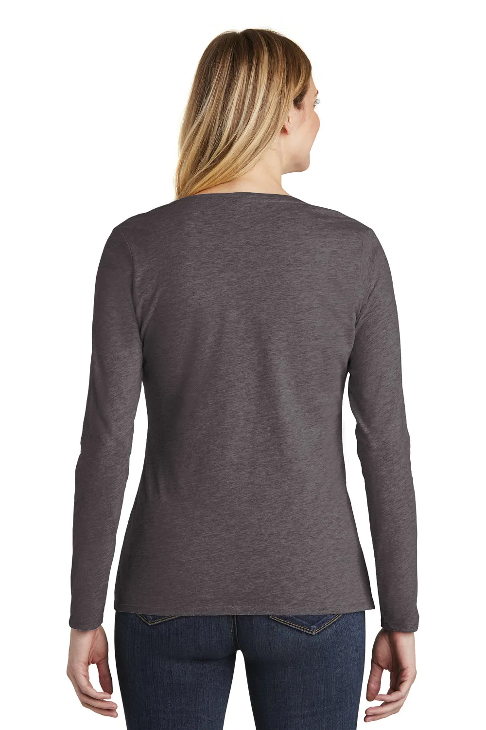 District Womens Very Important Long Sleeve V-Neck T-Shirts - Heather Charcoal Grey  Buy new Clothing District