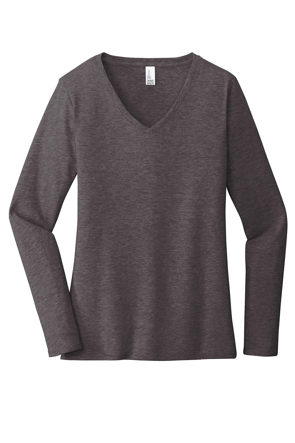 District Womens Very Important Long Sleeve V-Neck T-Shirts - Heather Charcoal Grey  Buy new Clothing District